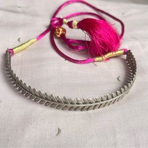 Dainty 925 sterling silver Leaf Chokar Necklace with a adjustable silk thread